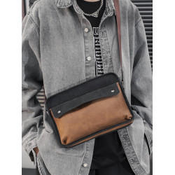 復古單肩包男新款潮牌休閒小方包簡約橫款時尚斜後後背包潮流韓版男包