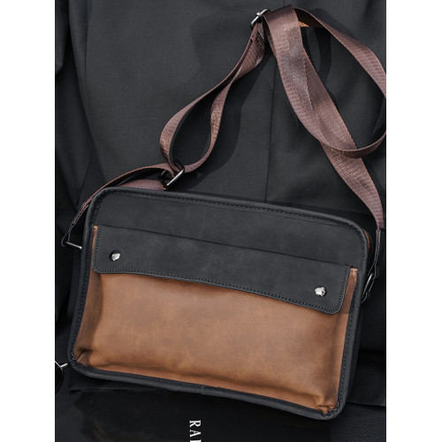 復古單肩包男新款潮牌休閒小方包簡約橫款時尚斜後後背包潮流韓版男包