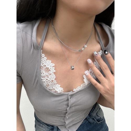 雙層星星曡戴項鍊 百搭簡約個性輕奢五角星小衆設計日韓項鍊女 雙層星星曡戴項鍊 百搭簡約個性輕奢五角星小衆設計日韓項鍊女