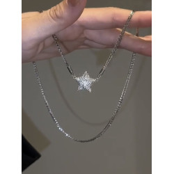 輕奢高級感滿鑽五角星磁吸項鍊小衆設計感鎖骨鍊個性時尚頸鏈網紅