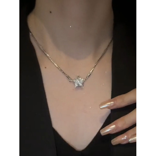 輕奢高級感滿鑽五角星磁吸項鍊小衆設計感鎖骨鍊個性時尚頸鏈網紅