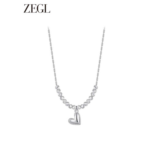 ZEGL銀色愛心項鍊女2026新款爆款輕奢小衆簡約鎖骨鍊高級頸鏈配飾 ZEGL銀色愛心項鍊女2026新款爆款輕奢小衆簡約鎖骨鍊高級頸鏈配飾