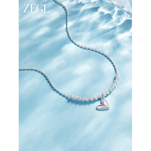 ZEGL銀色愛心項鍊女2026新款爆款輕奢小衆簡約鎖骨鍊高級頸鏈配飾 ZEGL銀色愛心項鍊女2026新款爆款輕奢小衆簡約鎖骨鍊高級頸鏈配飾