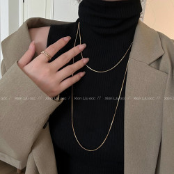 長款雙層曡戴蛇骨項鍊女高級感毛衣鏈2026新款輕奢小衆鎖骨鍊配飾
