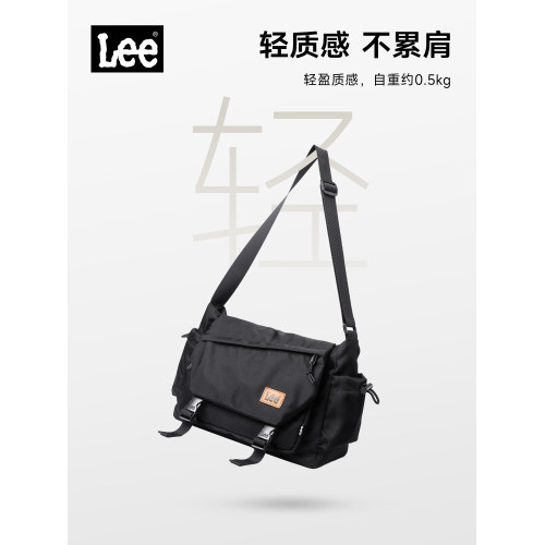 Lee包包女斜後後背包2026新款大容量單肩包男黑色輕便通勤郵差包休閒