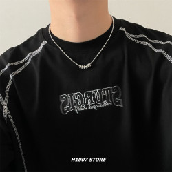 洗澡可戴鈦鋼不掉色男款項鍊女生冷淡風嘻哈小衆設計情侶款毛衣鏈