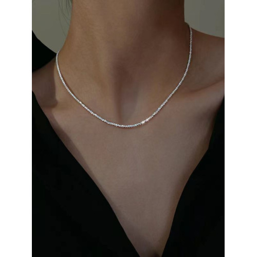 鈦鋼項鍊 不掉色波光粼粼鎖骨鍊時尚網紅滿天星項鍊閨蜜禮物頸鏈