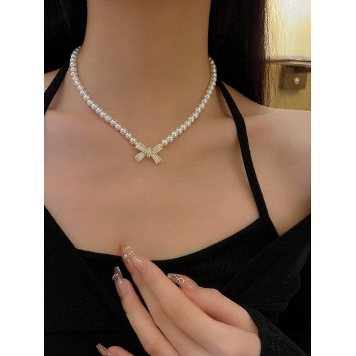 蝴蝶結仿仿珍珠項鍊女頸鏈高級輕奢小衆設計感2026年新款鎖骨鍊飾 蝴蝶結仿仿珍珠項鍊女頸鏈高級輕奢小衆設計感2026年新款鎖骨鍊飾