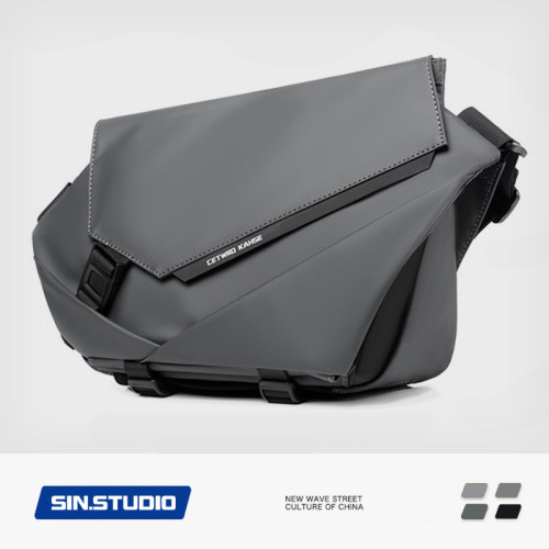 機能日系工裝斜後後背包男騎行運動款通勤郵差包潮流單肩包大容量胸包