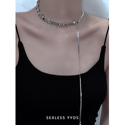 yyds冷性風抽拉項鍊女款2025新款高級感輕奢小衆鎖骨鍊頸鏈choker