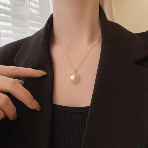 水鑽珍珠吊墜項鍊女2025年新款爆款長款衛衣毛衣鏈秋冬鎖骨鍊頸鏈