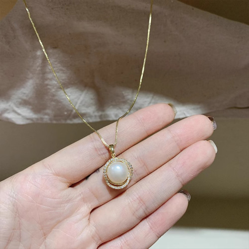 水鑽珍珠吊墜項鍊女2025年新款爆款長款衛衣毛衣鏈秋冬鎖骨鍊頸鏈