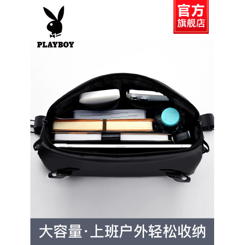 花花公子男士斜後後背包男款胸包潮牌新款挎包大容量單肩包機能斜後後背包