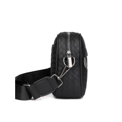 潮牌男士後後背包休閒格子單肩包皮質運動斜後後背包個性時尚小方包男包