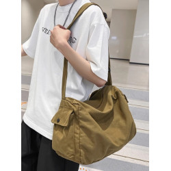 日系慵懶風帆布包男款大容量斜後後背包復古郵差包上班通勤單肩包旅行