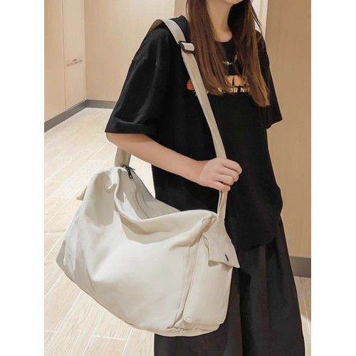 日系慵懶風帆布包男款大容量斜後後背包復古郵差包上班通勤單肩包旅行