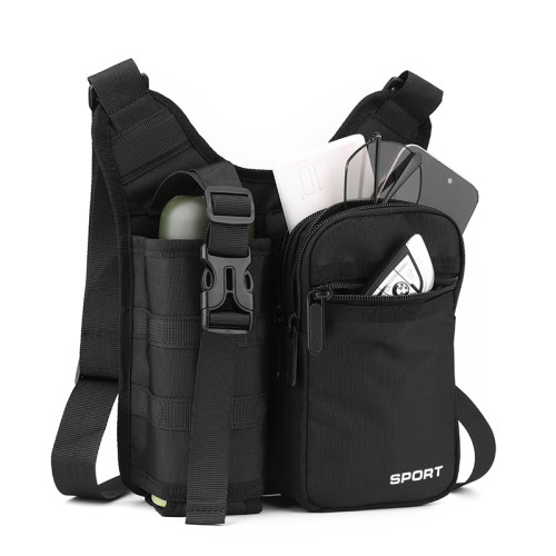 新款男士旅行後後背包戶外運動休閒單肩斜後後背包散步出行方便時尚水杯袋