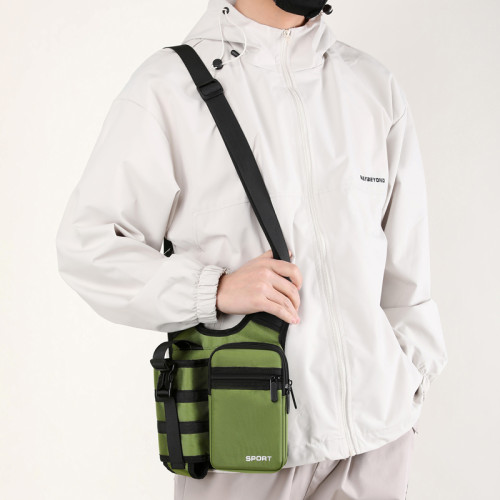 新款男士旅行後後背包戶外運動休閒單肩斜後後背包散步出行方便時尚水杯袋