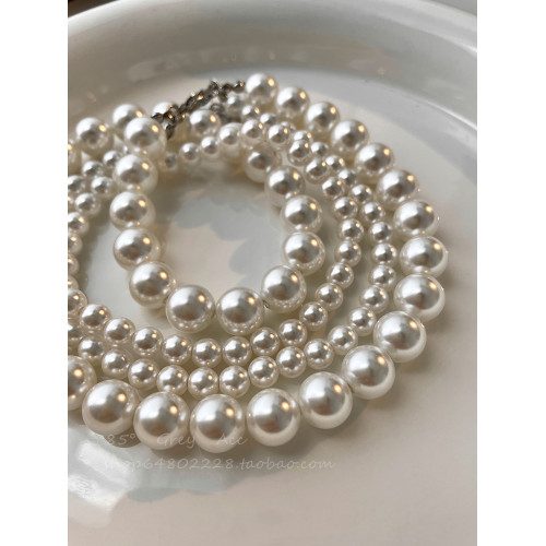 施家雙層大小珍珠纏繞項鍊女小衆設計輕奢高級感鎖骨鍊氣質脖頸鏈