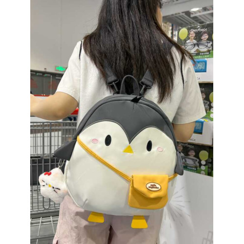 雙肩包可愛企鵞書包卡通單肩斜後後背包幼兒園女童耐髒休閒百搭學生包