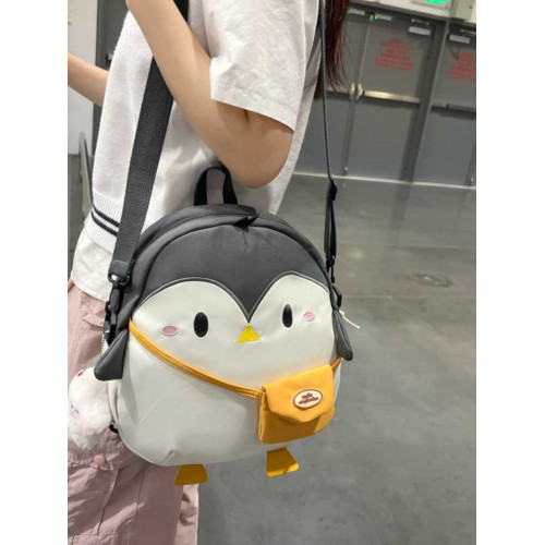 雙肩包可愛企鵞書包卡通單肩斜後後背包幼兒園女童耐髒休閒百搭學生包