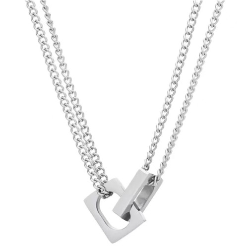 GUANG【檀健次同款】雙環雙層項鍊男女潮流高級感鈦鋼鎖骨鍊配飾