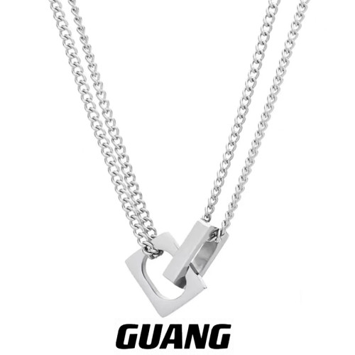 GUANG【檀健次同款】雙環雙層項鍊男女潮流高級感鈦鋼鎖骨鍊配飾