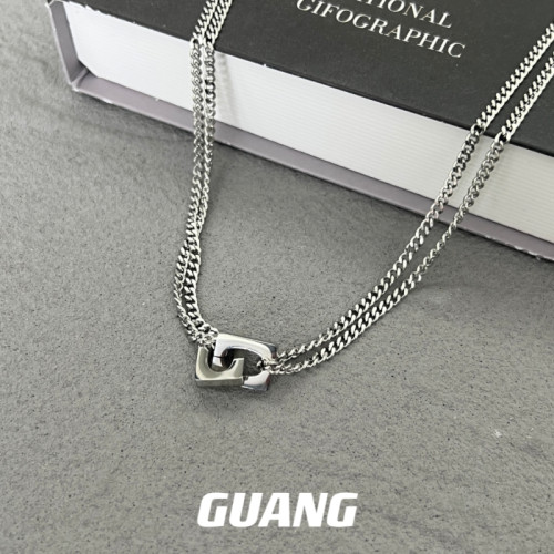 GUANG【檀健次同款】雙環雙層項鍊男女潮流高級感鈦鋼鎖骨鍊配飾