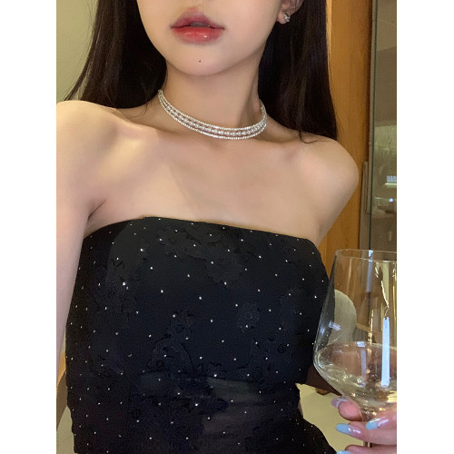【蜜桃茶】繁星璀璨三層珍珠choker高級感晚禮服項圈脖頸鏈配飾女 【蜜桃茶】繁星璀璨三層珍珠choker高級感晚禮服項圈脖頸鏈配飾女