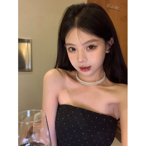 【蜜桃茶】繁星璀璨三層珍珠choker高級感晚禮服項圈脖頸鏈配飾女 【蜜桃茶】繁星璀璨三層珍珠choker高級感晚禮服項圈脖頸鏈配飾女