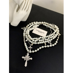 FANTAI珍珠十字架多層項鍊女輕奢小衆設計重工時尚新款甜酷毛衣鏈