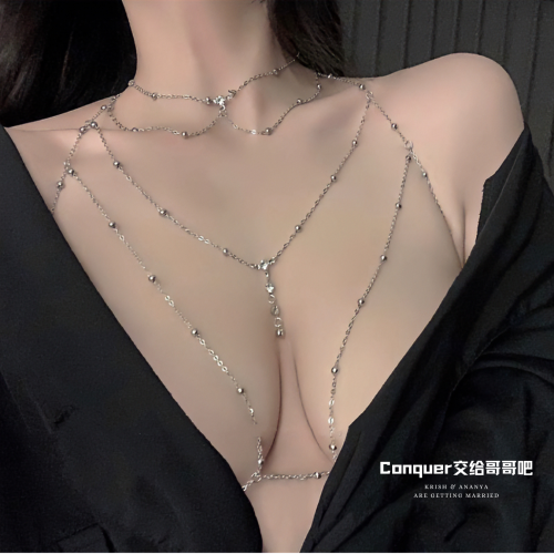 欲系辣妹！純欲性感身體鏈飾品閃鑽金屬吊墜流蘇項鍊胸鏈網紅爆款