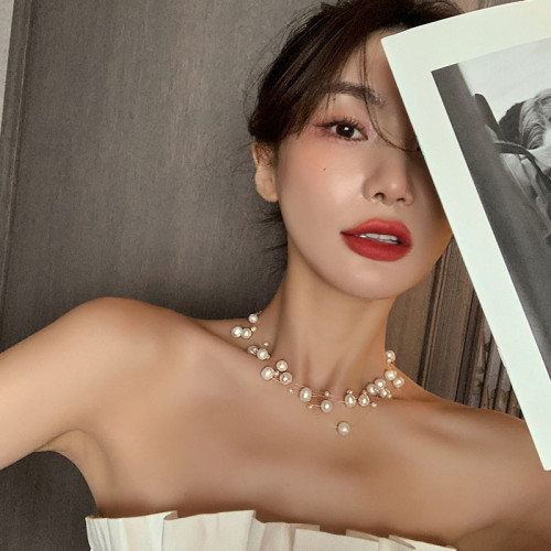 強光滿天星淡水珍珠項鍊女2025新款爆款鏈小衆設計感鎖骨高級頸鏈