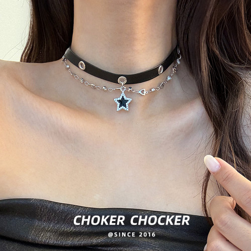 黑色星星choker脖頸鏈皮質項圈女甜酷辣妹鎖骨鍊項鍊女款2025新款 黑色星星choker脖頸鏈皮質項圈女甜酷辣妹鎖骨鍊項鍊女款2025新款