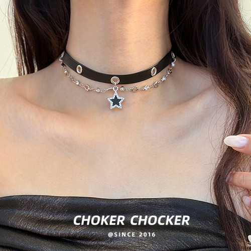 黑色星星choker脖頸鏈皮質項圈女甜酷辣妹鎖骨鍊項鍊女款2025新款 黑色星星choker脖頸鏈皮質項圈女甜酷辣妹鎖骨鍊項鍊女款2025新款