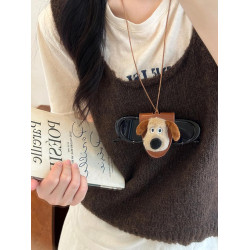 可愛貓咪小狗長款墨鏡夾掛脖眼鏡夾掛繩項鍊秋冬毛衣鏈子掛件配飾