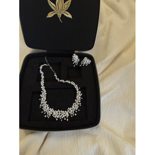 來自銀河的靈感～新款新娘閃閃鋯石鎖骨鍊創意項鍊耳墜禮服套裝