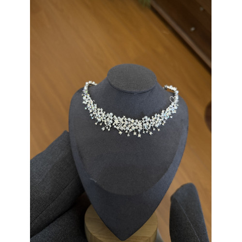 來自銀河的靈感～新款新娘閃閃鋯石鎖骨鍊創意項鍊耳墜禮服套裝