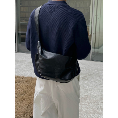 MRCYC簡約風男士PU皮斜後後背包大容量騎行通勤單肩包休閒時尚餃子包