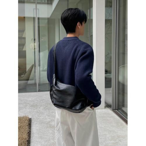 MRCYC簡約風男士PU皮斜後後背包大容量騎行通勤單肩包休閒時尚餃子包