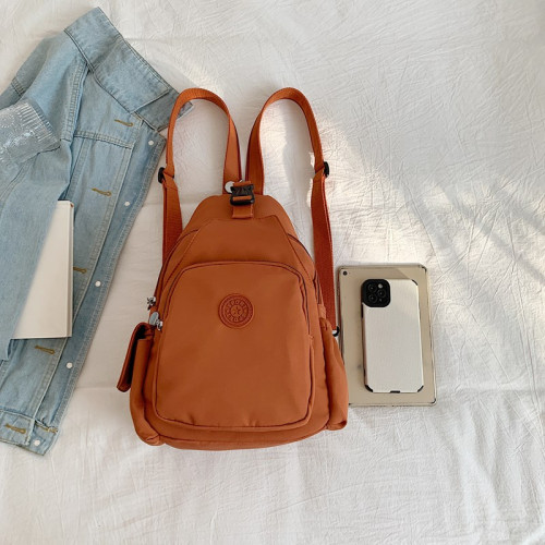 韓版尼龍布時尚百搭雙肩包女2024新款潮流簡約胸包女士休閒小後後背包