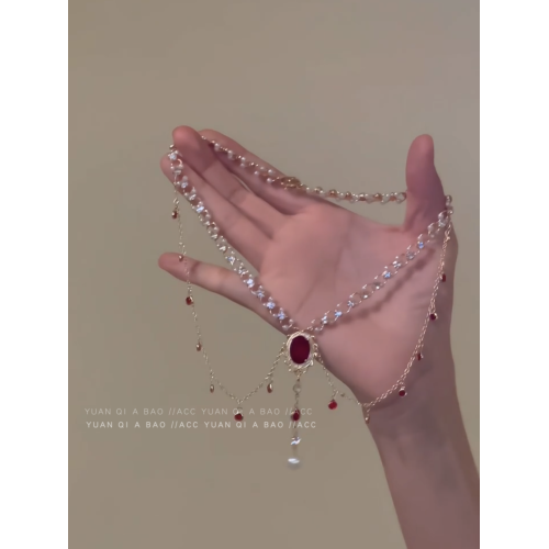 紅夢公主~多層曡戴流蘇項鍊女2024新款爆款高級感輕奢紅色鎖骨鍊 紅夢公主~多層曡戴流蘇項鍊女2024新款爆款高級感輕奢紅色鎖骨鍊