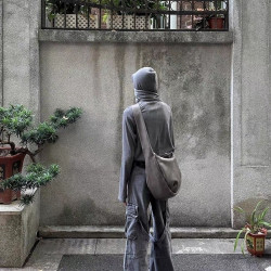 復古ins包休閒斜後後背包大容量單肩托特水洗斑駁斜背打褶皮質流浪包