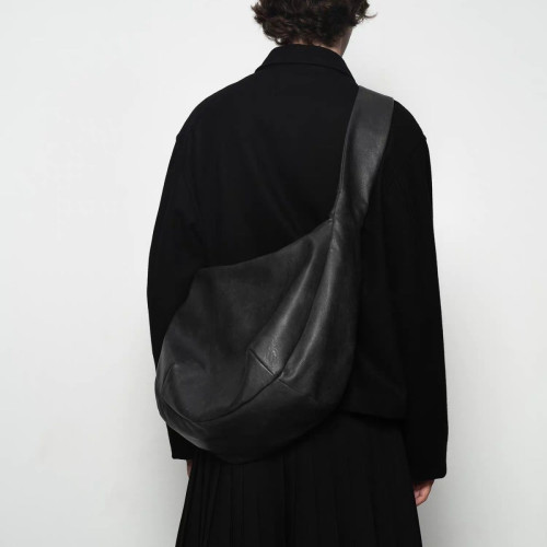 復古ins包休閒斜後後背包大容量單肩托特水洗斑駁斜背打褶皮質流浪包