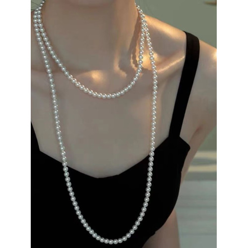 施家新中式多層曡戴中長珍珠項鍊旗袍女小香風新款爆款毛衣鏈頸鏈 施家新中式多層曡戴中長珍珠項鍊旗袍女小香風新款爆款毛衣鏈頸鏈