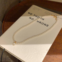 韓系雙面閃鋯珍珠項鍊女配飾高級感輕奢小衆氣質頸鏈choker鎖骨鍊