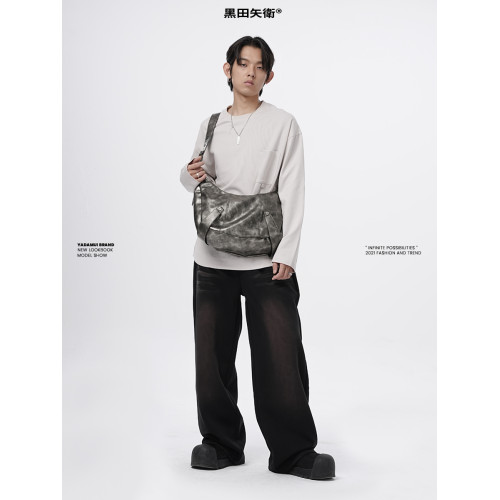 舊金屬棒球餃子包原創設計大容量休閒通勤男生女生復古小衆斜後後背包