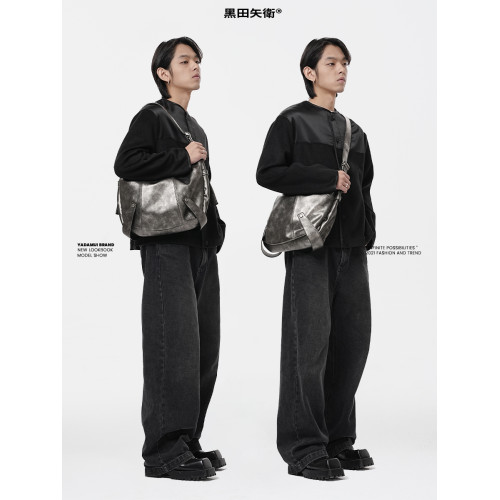 舊金屬棒球餃子包原創設計大容量休閒通勤男生女生復古小衆斜後後背包