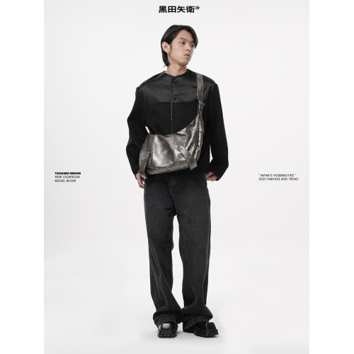 舊金屬棒球餃子包原創設計大容量休閒通勤男生女生復古小衆斜後後背包