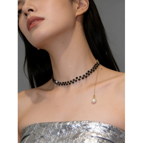 黑色珠子黑曜石項鍊鎖骨鍊配飾2026新款高級感輕奢小衆日常百搭